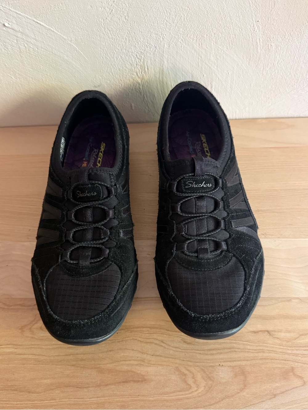 Skechers | Relaxed Fit Air-Cooled Memory Foam |Black Suede | Slip On Sneakers